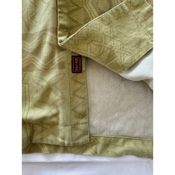 Tommy Bahama XL Silk Solid Yellow Green Tiki Print Shirt Camp Relaxed Fit S/S - Picture 6 of 6